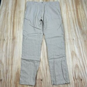 HUGO BOSS Pants Mens Size 34R Beige Floyd Regular Fit 100% Linen